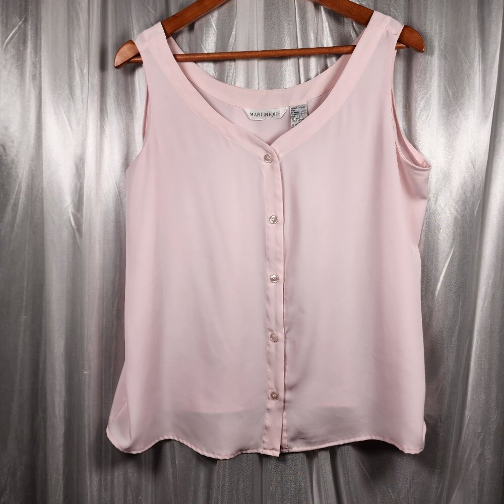 Martinique Sheer Button Down Tank L
